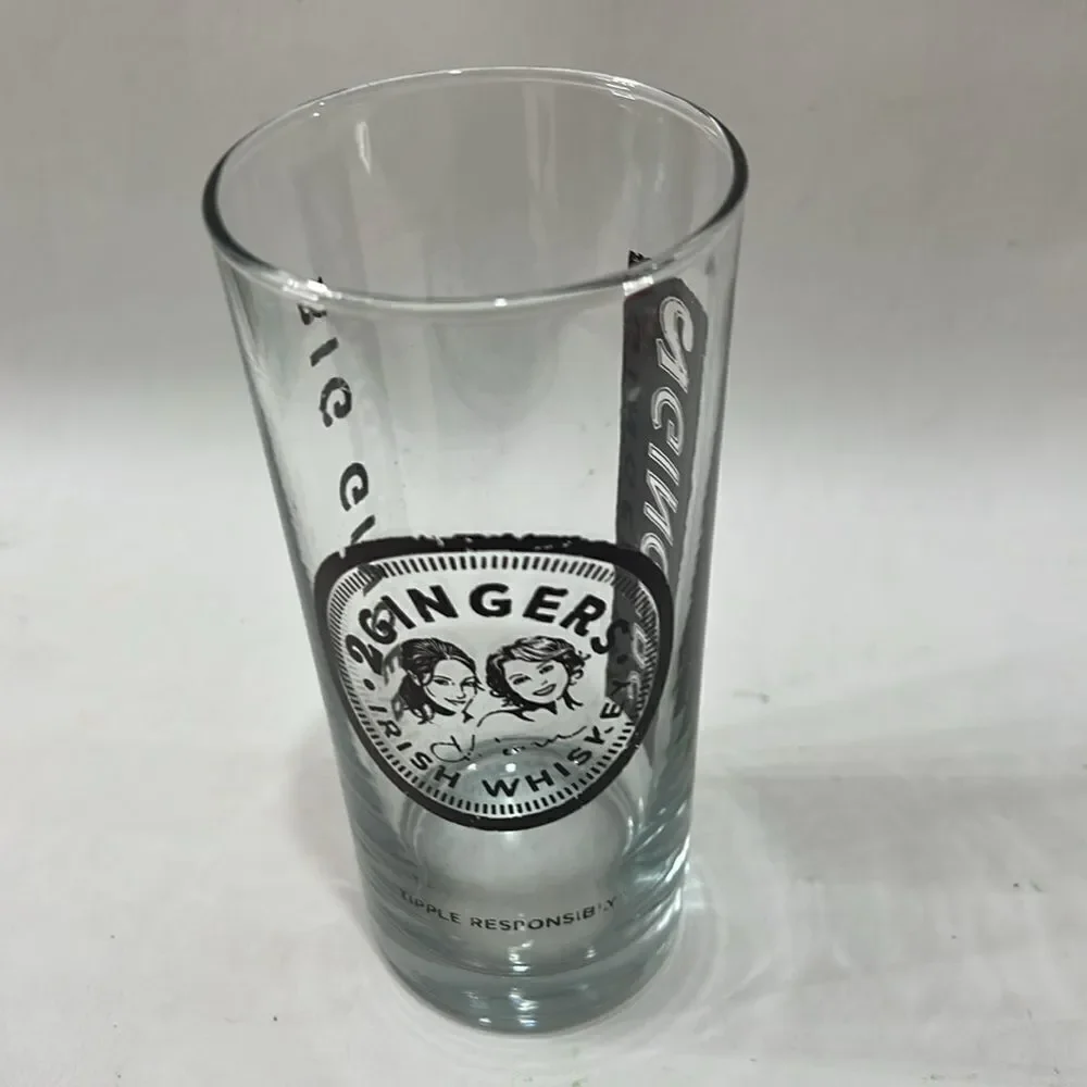 2 Gingers Irish Whiskey Highball Glass 6 1/4 In Tall 3 In Round Clear Brown 16